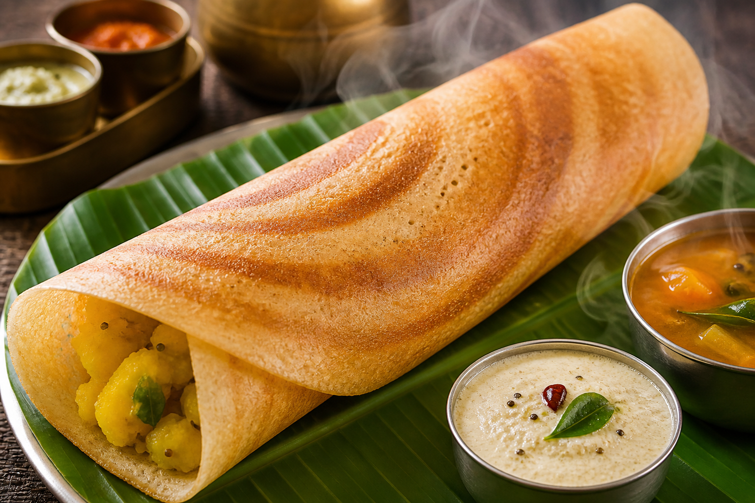 South Indian masala dosa breakfast like Hotel Kalpana serves in Dandeli