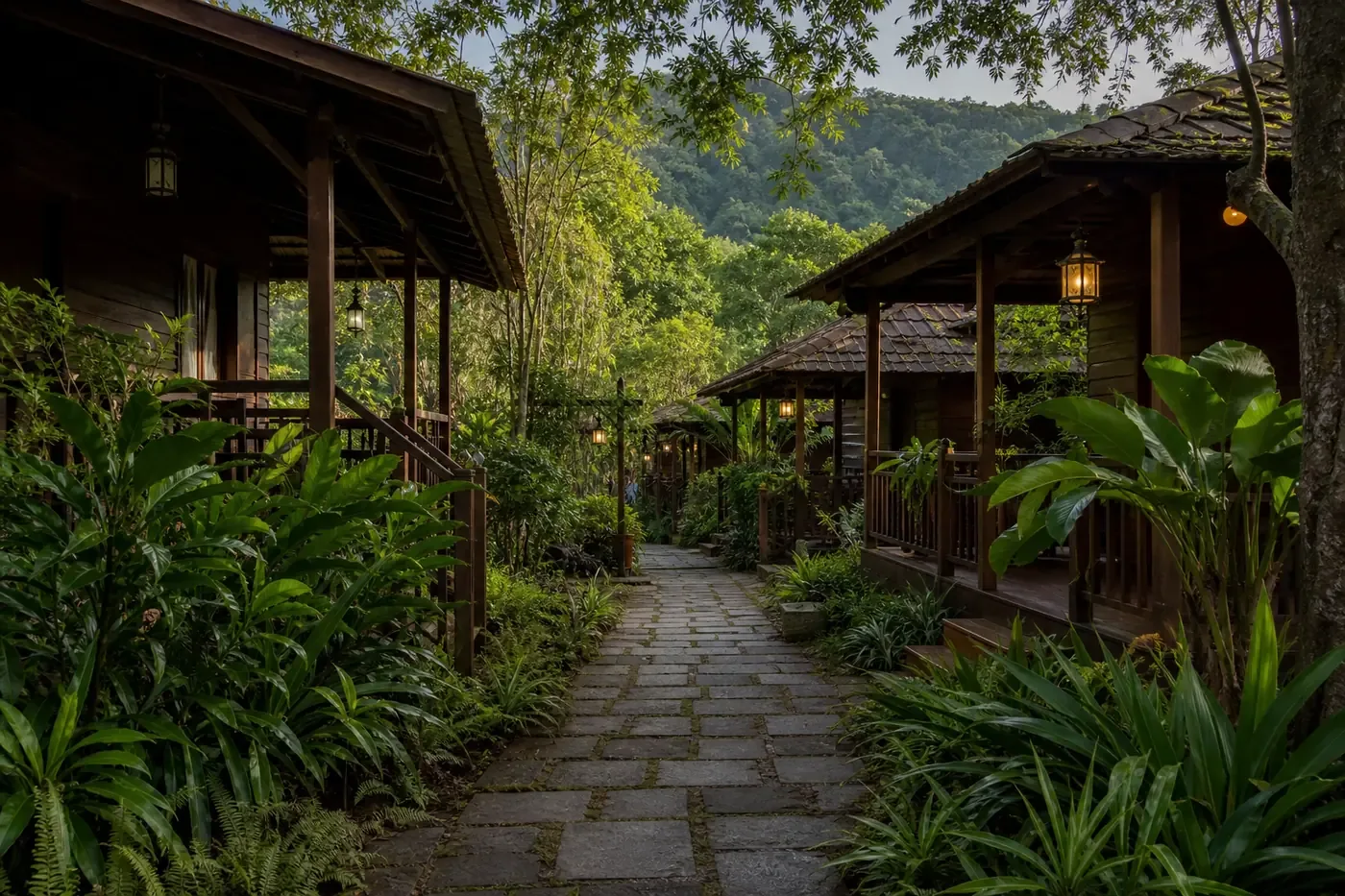 Garden and camp paths at Camping Dandeli