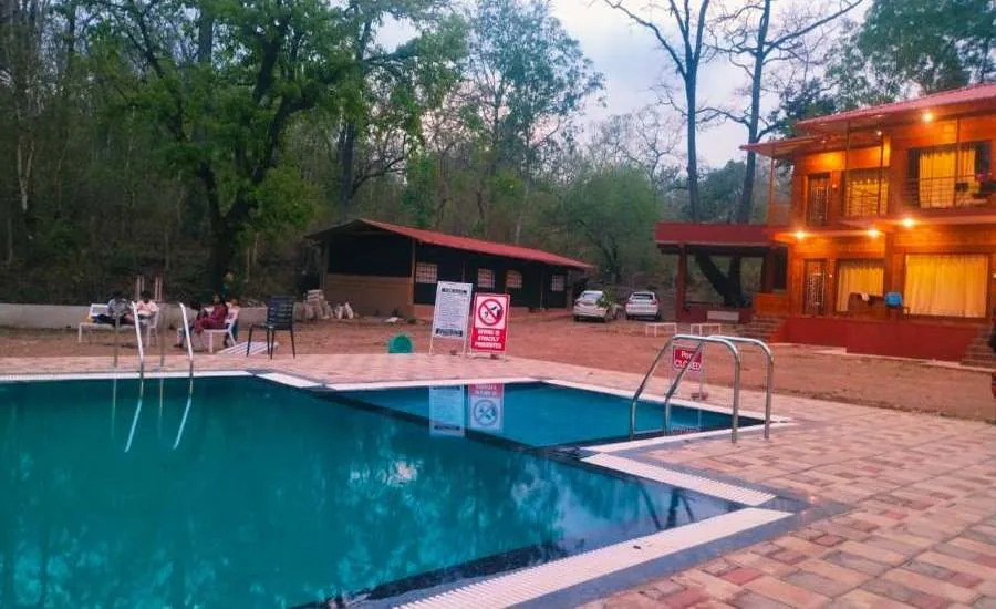 Swimming pool and lodge at Wild Wings Dandeli